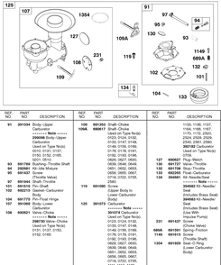Carburetor, Choke And Throttle Shaft, Upper Body Diagram and Parts List for 243432-0737-XX  Briggs and Stratton Engine